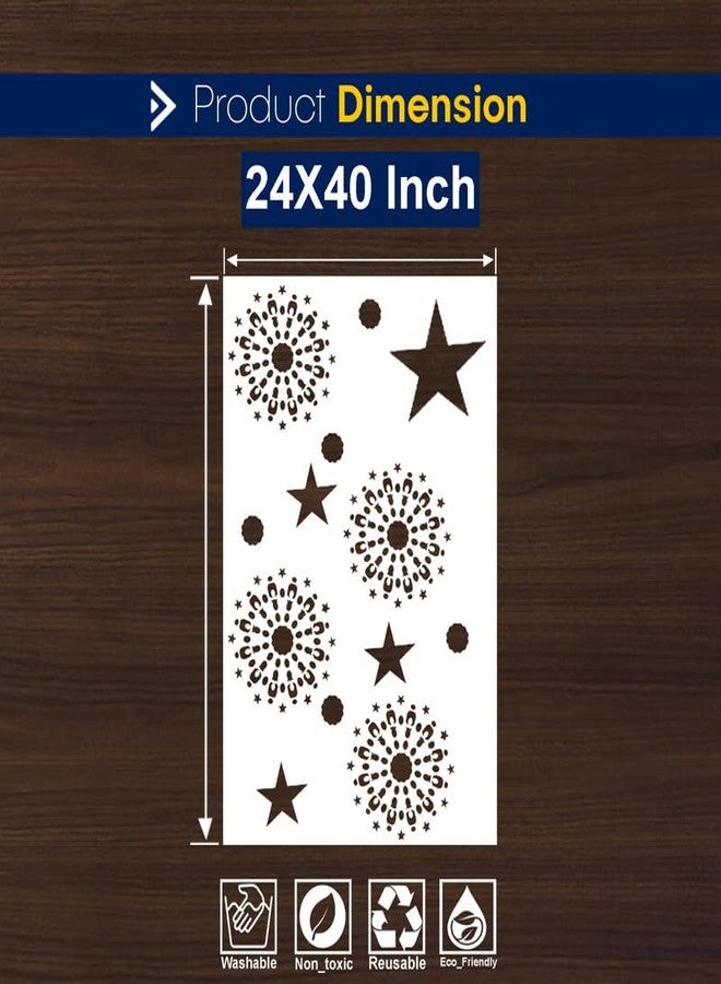 ARandNJ لوحة جدارية من ARandNJ (المقاس: 24 × 40 بوصة) الموضوع: فن زهرة الداليا المقفلة والنجوم، تصميم قابل لإعادة الاستخدام، مناسب لغرفة النوم، غرفة الرسم، غرفة المعيشة (عبوة واحدة) - Image 2